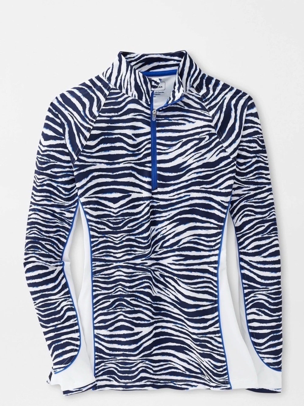 Peter Millar Zebra Quarter-Zip Pull Over in Blue & White Size Medium